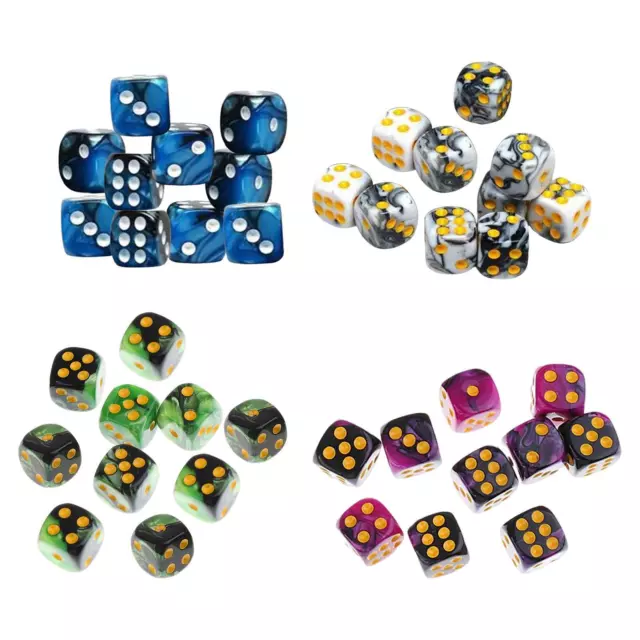 Set of 10 Six Sided Dices Toys 12mm Opaque D6 for DND RPG Role Playing Table
