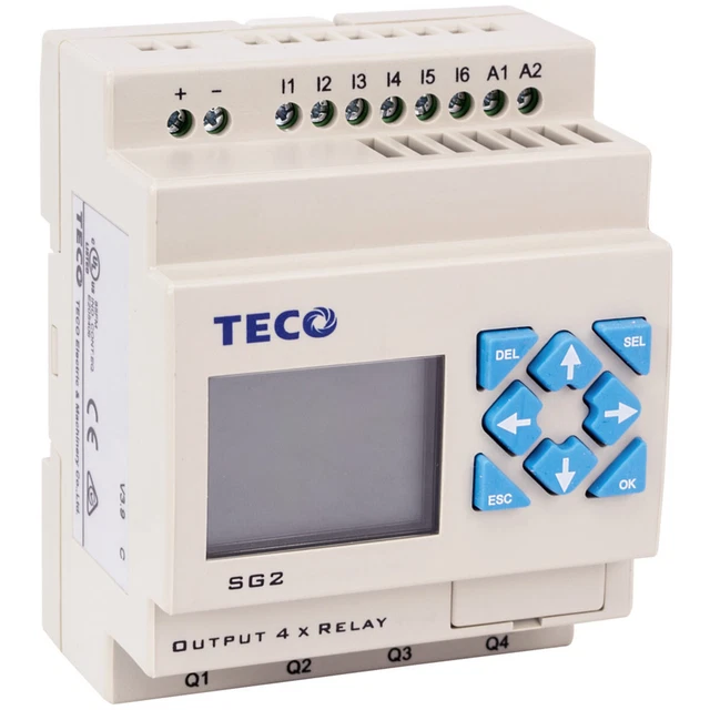 PLC  Programmable Logic Controller KIT 24V 8 inputs, 4 Relay TECO Software SG2