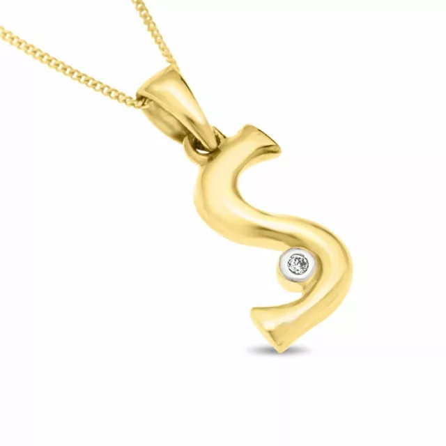 Real 9ct Gold Initial Pendant (A-Z) Personalised Letter Charm 18" Necklace Gift