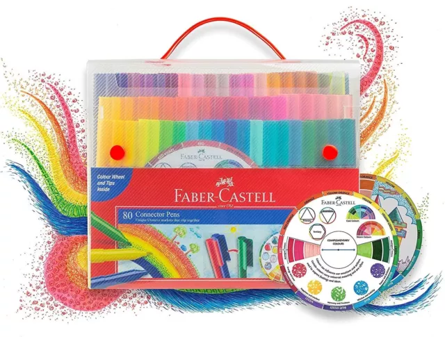 80 Pack Faber Castell Connector Pens Texters Textas Kids Adult Drawing Art Colou 3