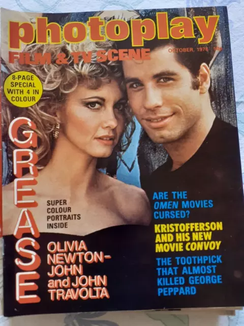 Photoplay Film Monthly Magazine October 1978 GREASE Olivia Newton John Travolta