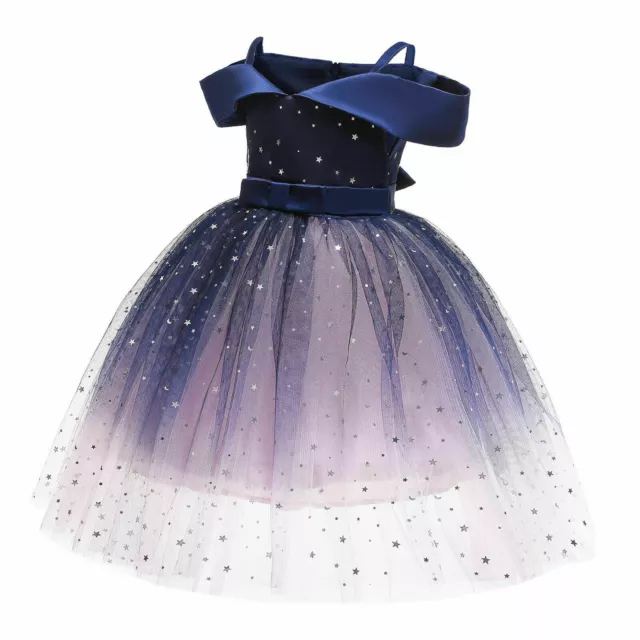 Kids Flower Girls Bridesmaid Dress Baby Party Lace Bow Wedding Dresses Princess