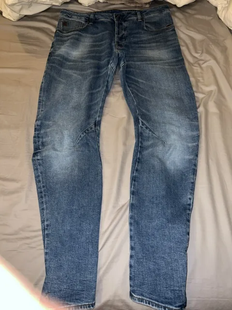 G Star Raw Jeans Men's Arc 3D Slim Size 34 Blue Inseam-32