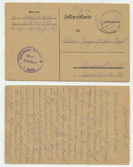 97353 - Postal de campaña - 15.3.1917 a Bielefeld