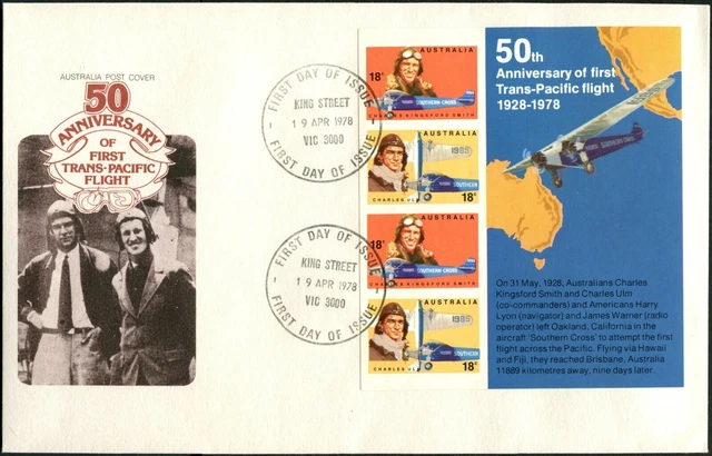 1978 FAMOUS AUSTRALIAN Aviators Mini Sheet Large First Day Cover VGC 