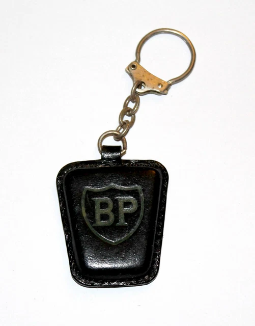 ANCIEN PORTECLÉ CLEF PUBLICITAIRE CUIR DORÉ "BP" ROUEN 4,5x4cm RARE VINTAGE EUR 2,90