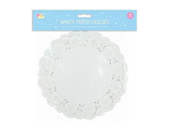 White Paper Doilies Doyleys Round Marriage Anniversary Birthday 40pk, 24cm