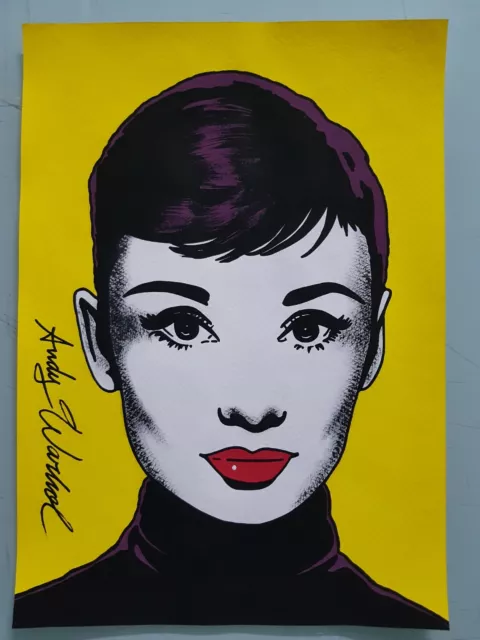 Andy Warhol Hand Signed. 'Audrey Hepburn'. Watercolor On Paper. Pop Art