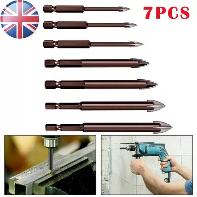 7Pcs Universal Efficient Drilling Tools 3-12mm Hexagonal Handle Reamers Set UK