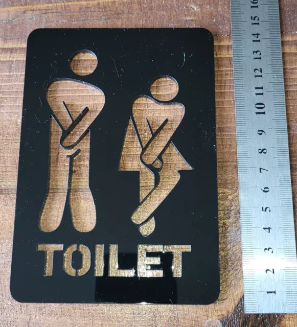 Black Acrylic Funny Deperate Male & Female People Toilet WC Door Sign