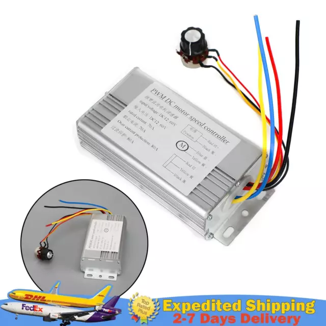 DC 12V 24V 36V 48V 70A 4000W DC Motor PWM Speed Control Brush Motor Controller