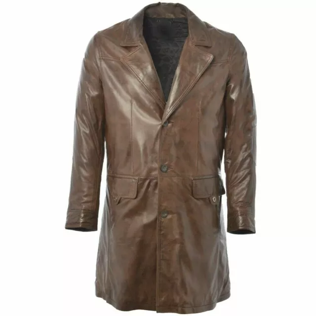 Stylish Mans Mens REAL LEATHER TRENCH COAT