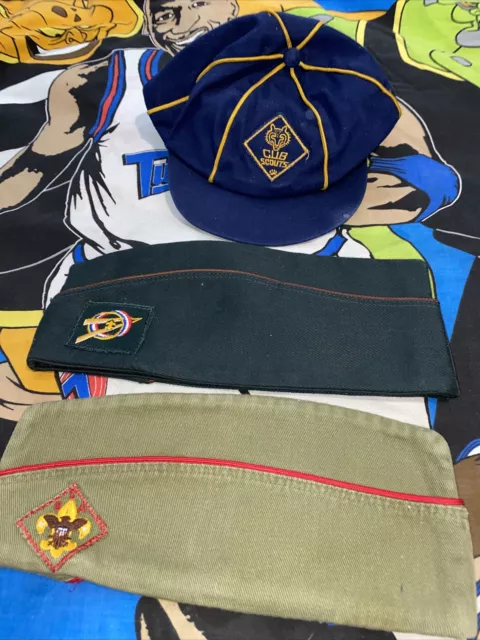 Vintage 1960s Boy Scout Explorer Garrison Cap Hat cub BSA sanforized mix lot