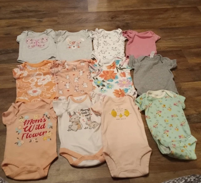 Newborn baby onesies/bodysuits. Girls Mixed brands lot of 12