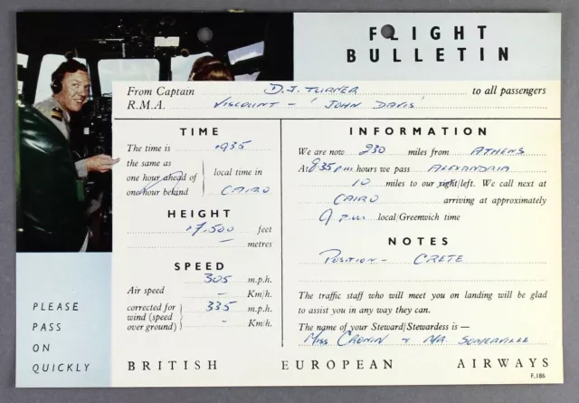 Bea British European Airways Airline Flight Bulletin Vickers Viscount G-Amod