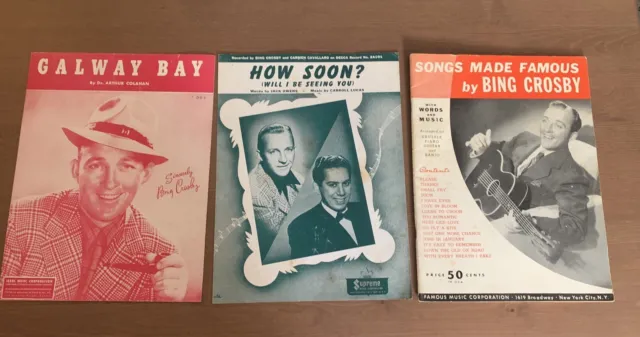 Vintage Bing Crosby Sheet Music Lot Of 3