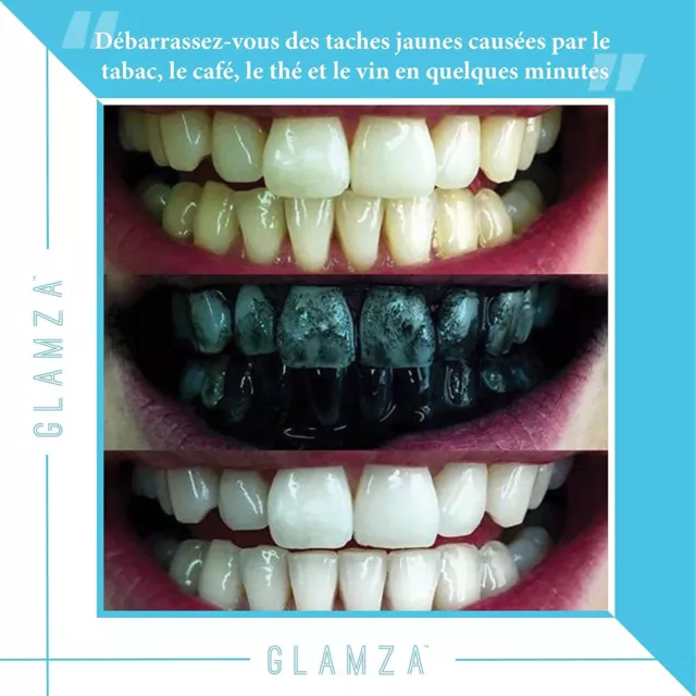 Glamza Carbone Attivo Denti Dente Sbiancante Polvere Cocco Biologico Naturale 2