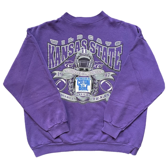 Vintage 1997 Kansas State Wildcats Cotton Bowl Sweatshirt￼ Logo 7 Purple Size XL