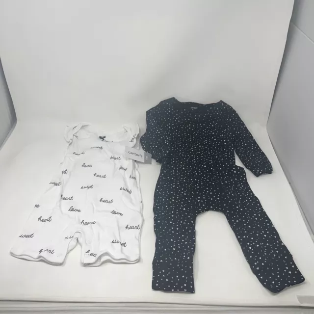 Carter's Baby Girl 2 Piece Bodysuit & Pants Set ~ Black & White 9 Months