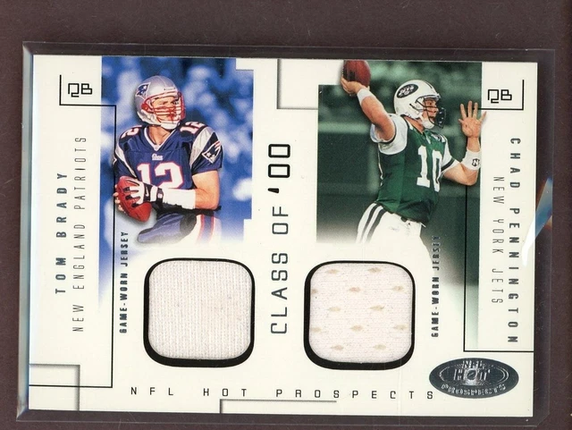 2002 NFL Hot Prospects Chad Pennington Tom Brady Dual GU Jersey 231/375