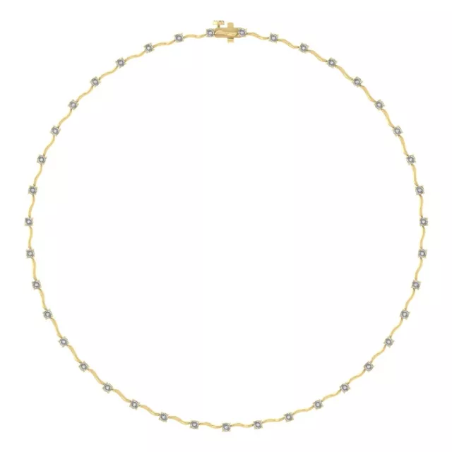 14 Karat Gelbgold Runde natürliche Diamant Mode Halskette 18 Zoll für Frauen