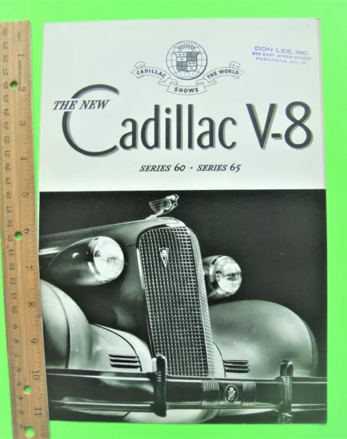 1937 CADILLAC V-8 SERIES 60 / 65 FOLDER BROCHURE w/ CONVERTIBLE SEDAN nr-MINT