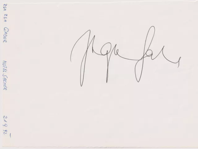 ZSA ZSA GABOR Original Autogramm signiertes großes Blatt