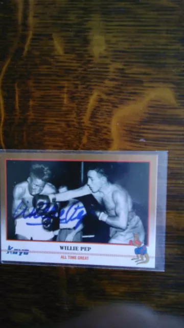 Card Boxing Anglaise Willie Pep Signed Card With Certificat D Authenticity