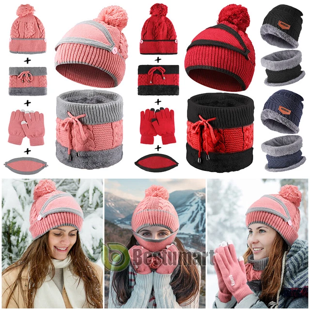 2023 Gorro de invierno para mujer bufanda máscara sombrero gorro de punto calid