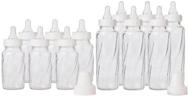 6 Pk Evenflo 4 oz or 8 oz Twist Classic Real Glass Baby Bottles BPA Free 937501