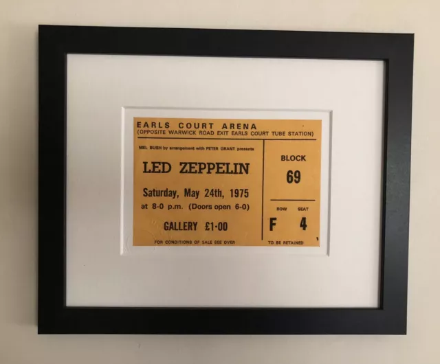 LED ZEPPELIN - 1975 Earls Court framed ticket giclee print