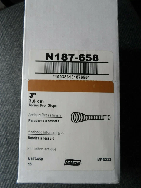 15X Box National Hardware N187-658 Heavy Duty Spring Door Stops 3" Pewter 2 Pack