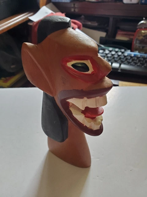 Vintage Wooden Folk Art Carving Native American Indian