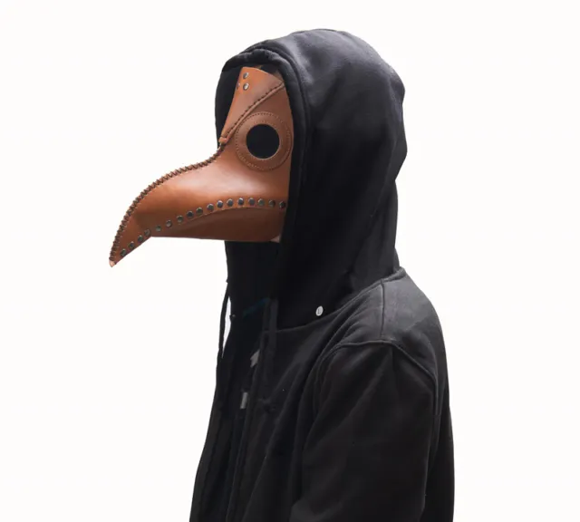 Pure handmade Halloween masquerade ball leather long-nosed beak mask