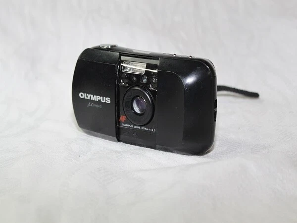 [Near MINT] Olympus μ mju Black AF Point & Shoot 35mm Film Camera From JAPAN