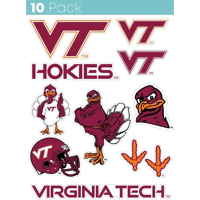 Virginia Tech Hokies 10 Pack Collegiate Vinyl Decal Sticker