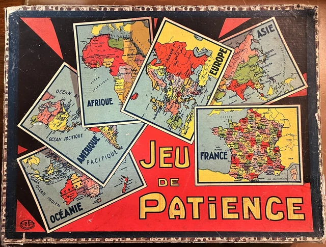 Jeu Ancien 1900 - La Patience Française - 3 Puzzles Géographiques En Bois - ESMAN