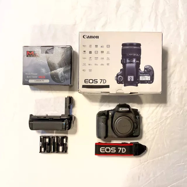Canon EOS 7D 18.0MP APS-C DSLR Body + Battery Grip & Strap