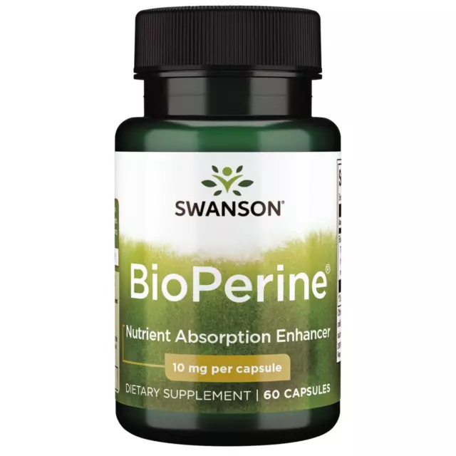 Swanson Bioperine 10MG 60 Cápsulas, Mejora Biodisponibilidad Y Absorción