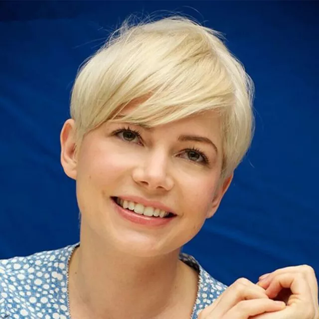 Short Pixie Cut Human Hair Wig Light Blonde None Lace Wigs Natural Daily Use