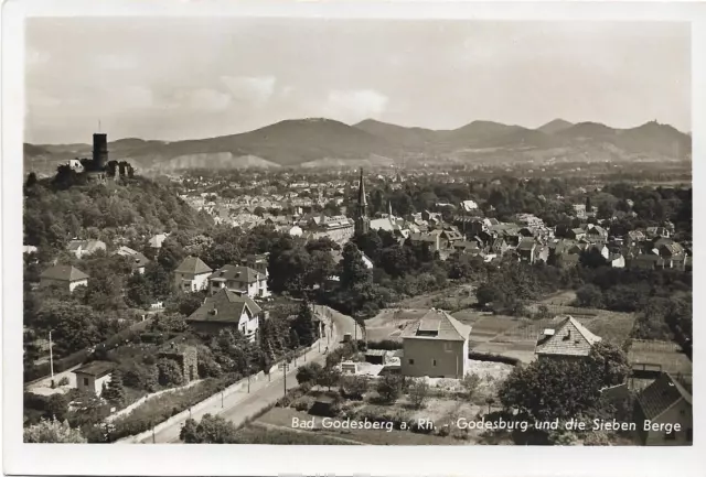 Postkarte - AK Bad Godesberg am Rhein, Godesburg und die Sieben Berge ungelaufen
