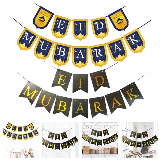 1 set 2 pz striscioni di carta Eid Mubarak giuramento festa colorazioni decorative decorazione festa