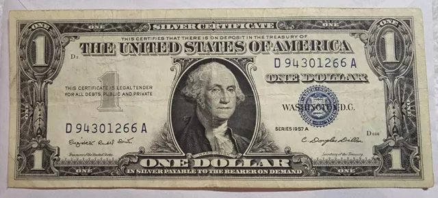 1 Dollar Note Bill  "Error Serial #, Series 1957 A Silver Certificate