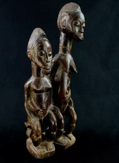 Art Africain Tribal - Ancien Couple Asie Usu Baoulé Baule Quality Item - 54 Cms