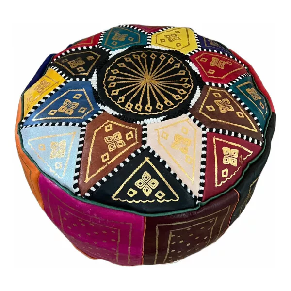 Orientalische Sitzkissen Pouf Bodenkissen Kissen Hocker Sitzpouf Leder + Füllung