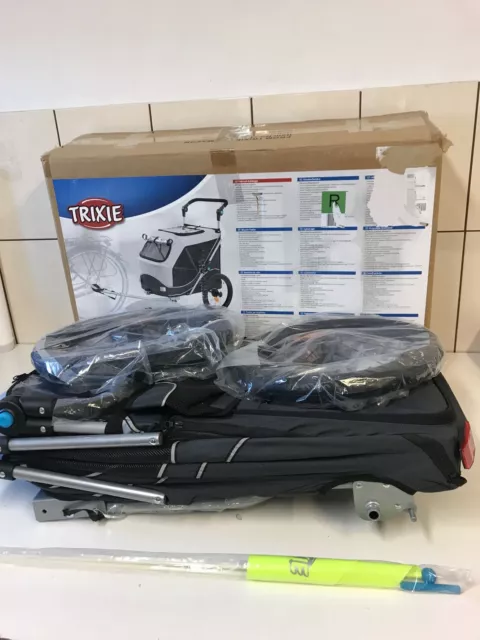 Trixie Rimorchio Bicicletta per Cani con Funzione Piegabile Rapida, M - Nero/Grigio