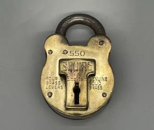 Vintage Solid Brass Squire 550 4 Lever Padlock No Keys