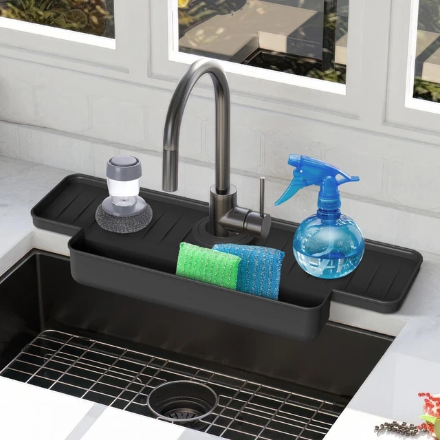 Drain Mat Sink Splash Guard Pad Countertop Faucet Water Catcher Tray