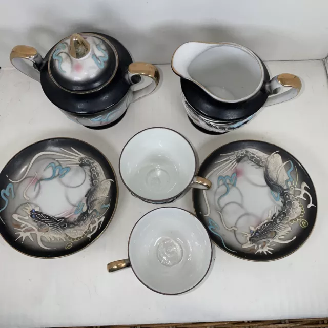 Dragon Ware Vintage Victora China  Hand Painted  Tea set Japan 3