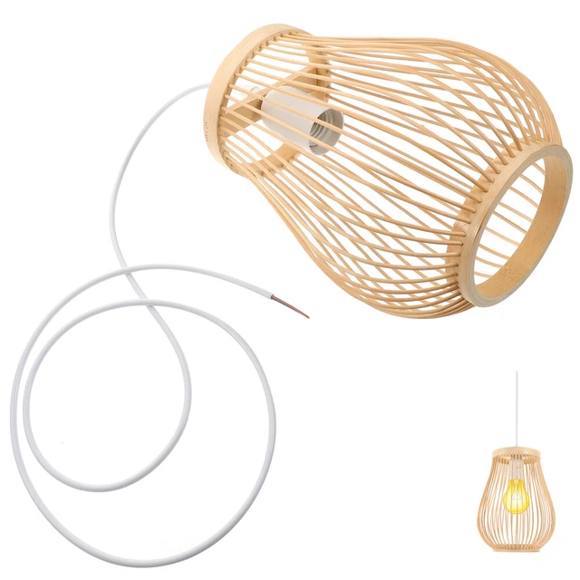 CSSYKV Lanterne Antique Chinoise Lampe À Suspension En Bambou Naturel Suspension En Rotin Lustre Vintage Industriel Plafonnier En Osier Rétro Lampe Japonaise En Osier Pour Chambre À Coucher, Bar